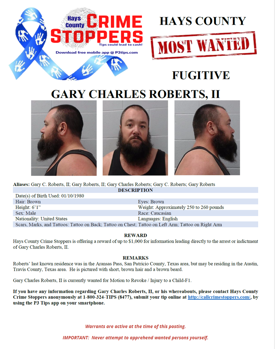 Roberts most wanted poster