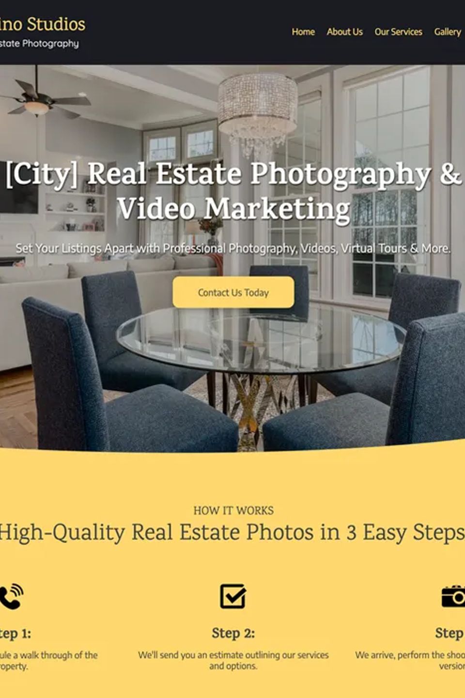 Real estate photography website design theme dark original