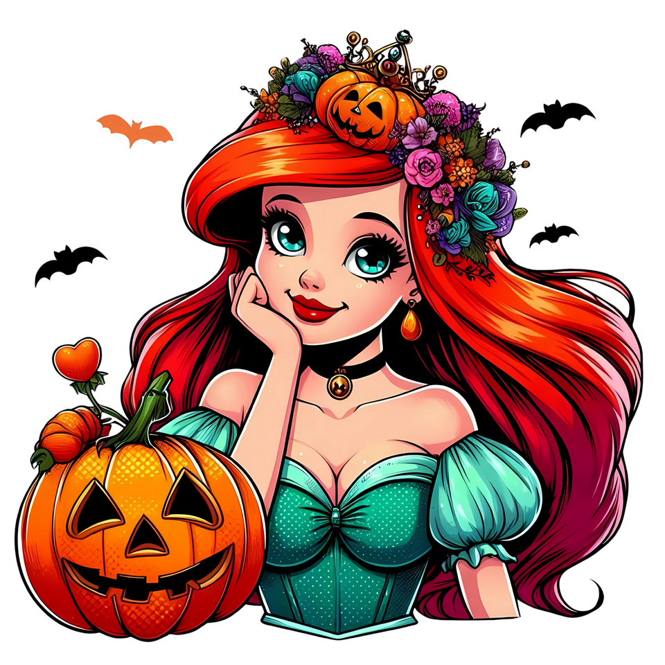 Seasons   halloween ariel with pumpkin
