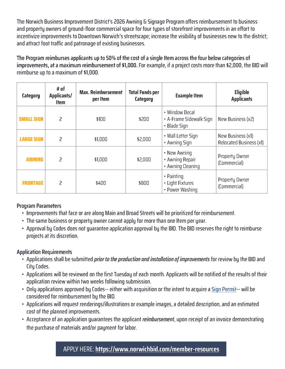 2026 awning   signage program information page 2