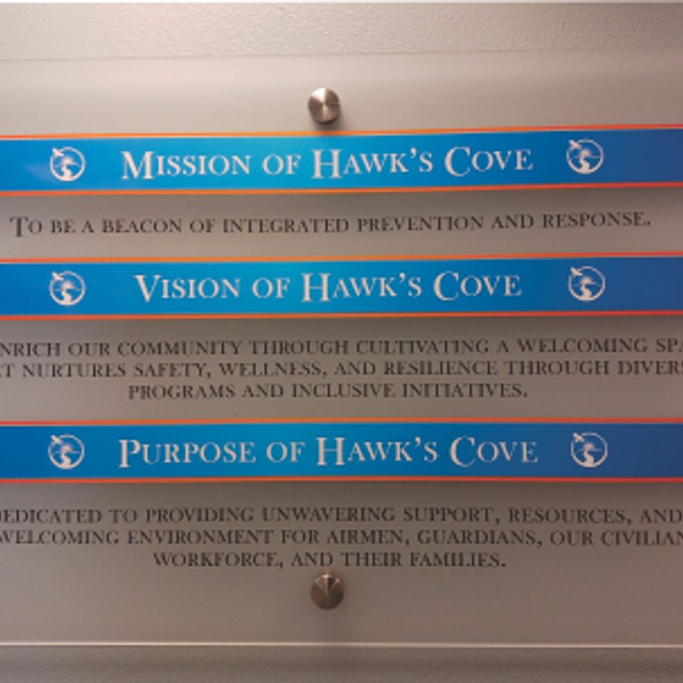 Wall sign for hawks cove