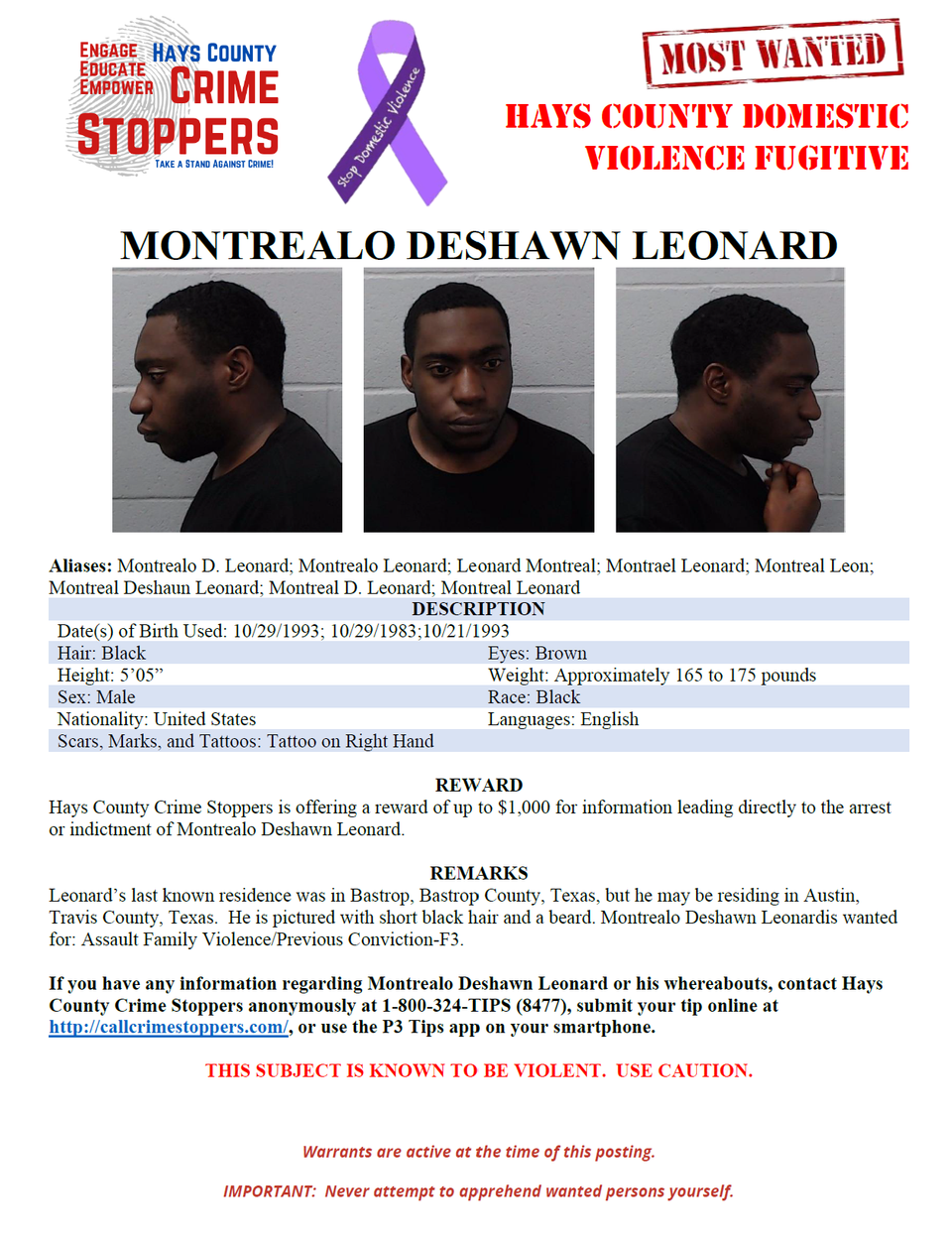 Leonard most wanted poster