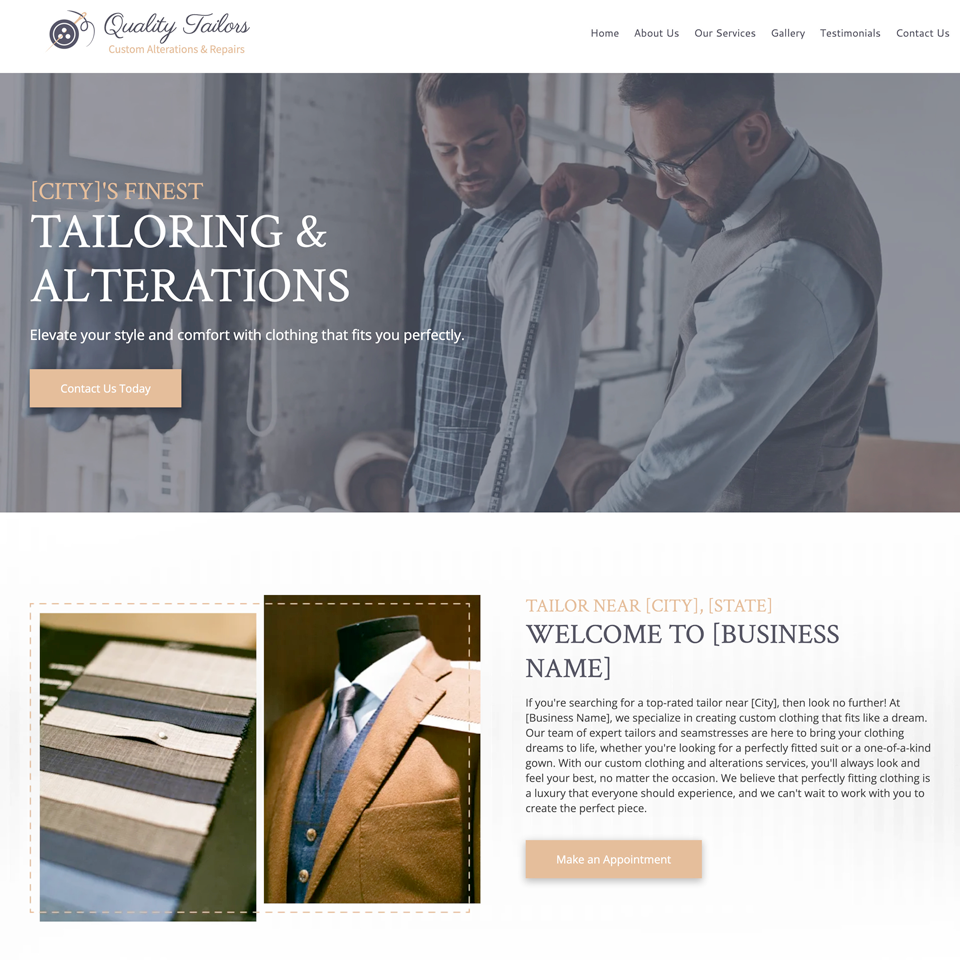 Tailor website design theme