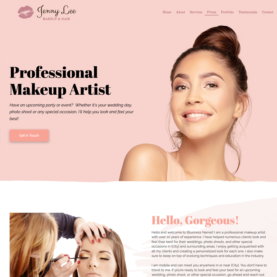 Makeup artist website design theme