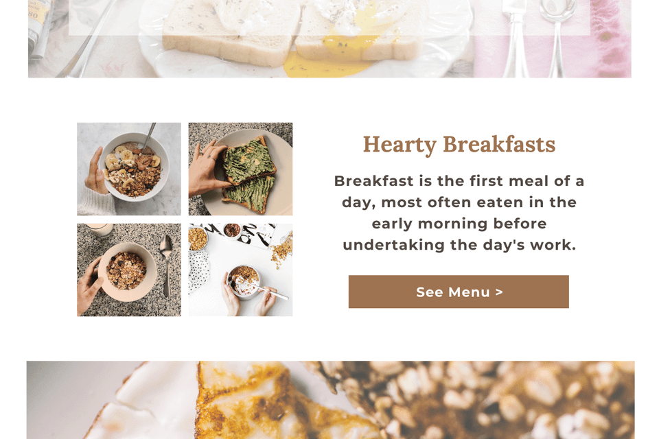 Brown breakfast email newsletter