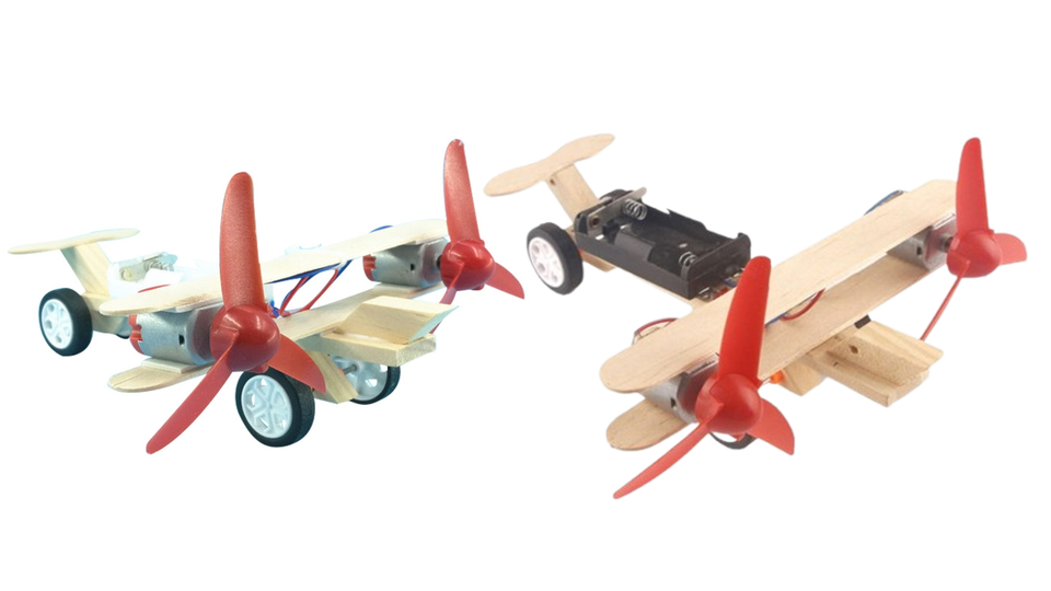 35. okyn3079 wooden biplane model kit with electric taxiing motor diy assembly stem learning toy for children (2 2)
