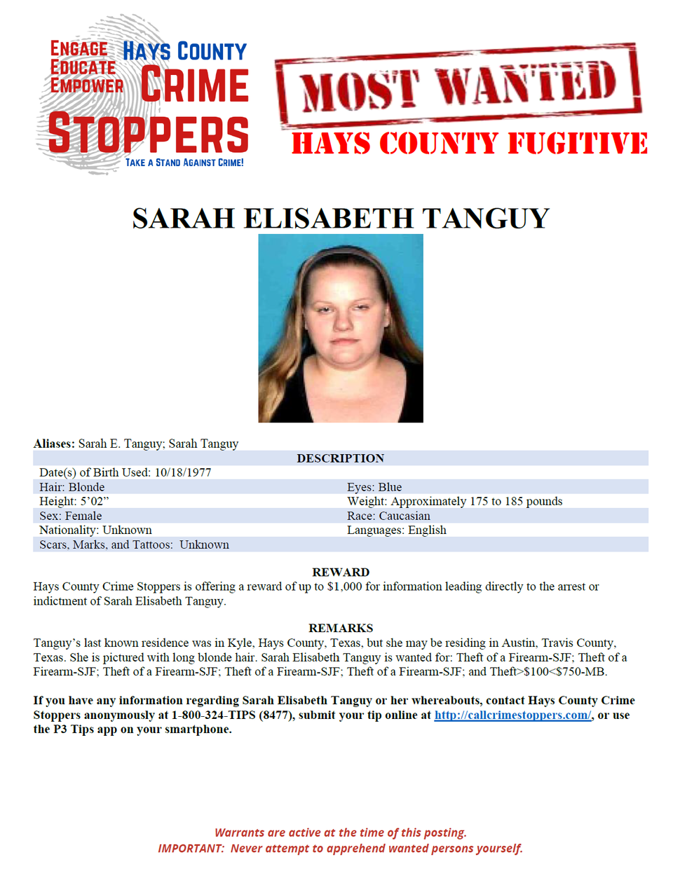 Tanguy most wanted poster