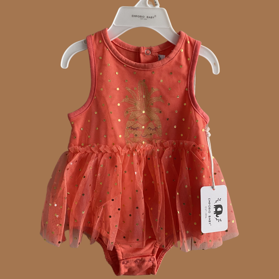 orange pineapple dress baby romper snap Orange Pineapple baby dress