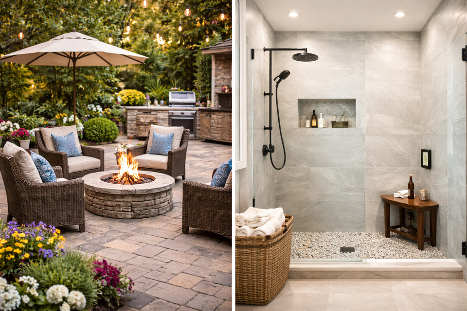 Outdoor patio and luxurious shower retreat jamericas