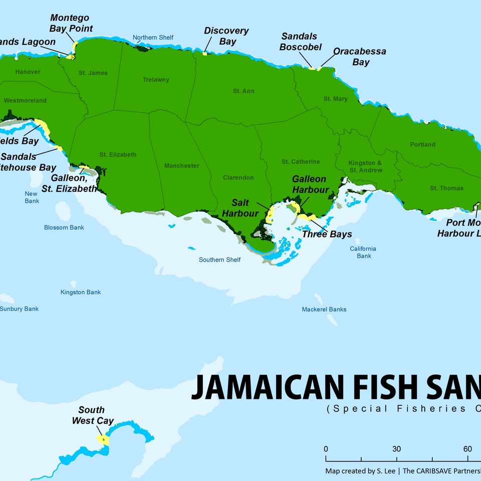 Jamaica fish sanctuaries map jan2013