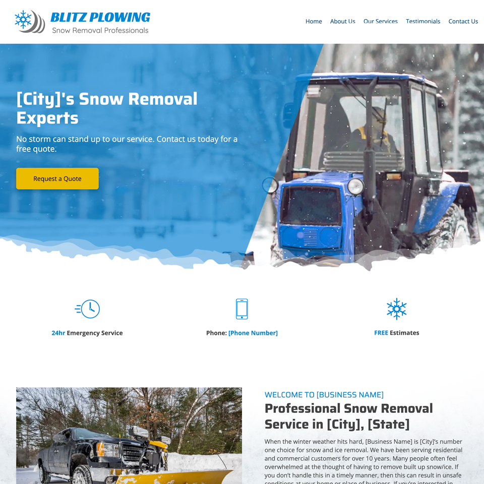 Snow removal website design theme