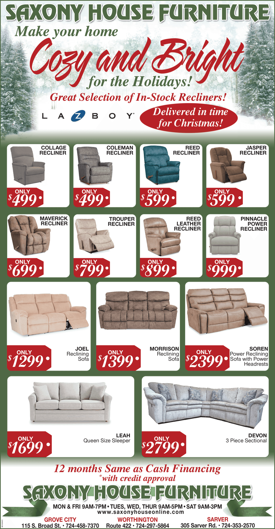 Saxony House Furniture Promotions