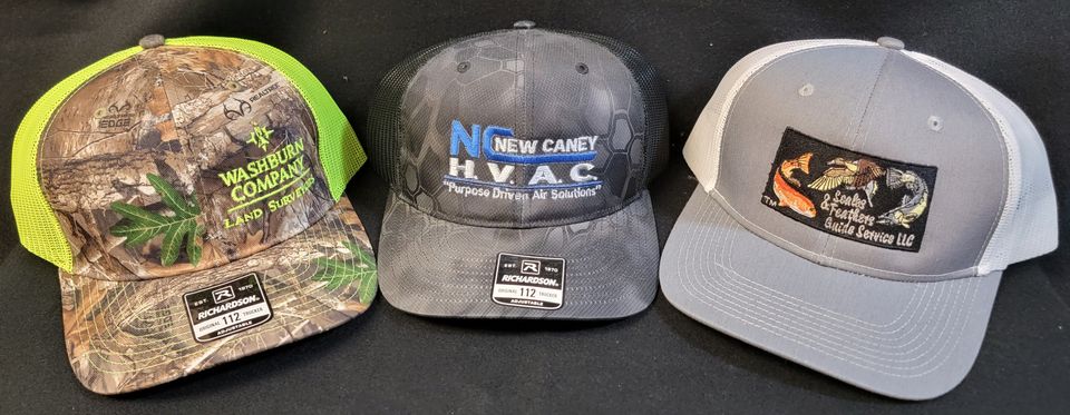 Embroidery Example baseball caps with company logo 