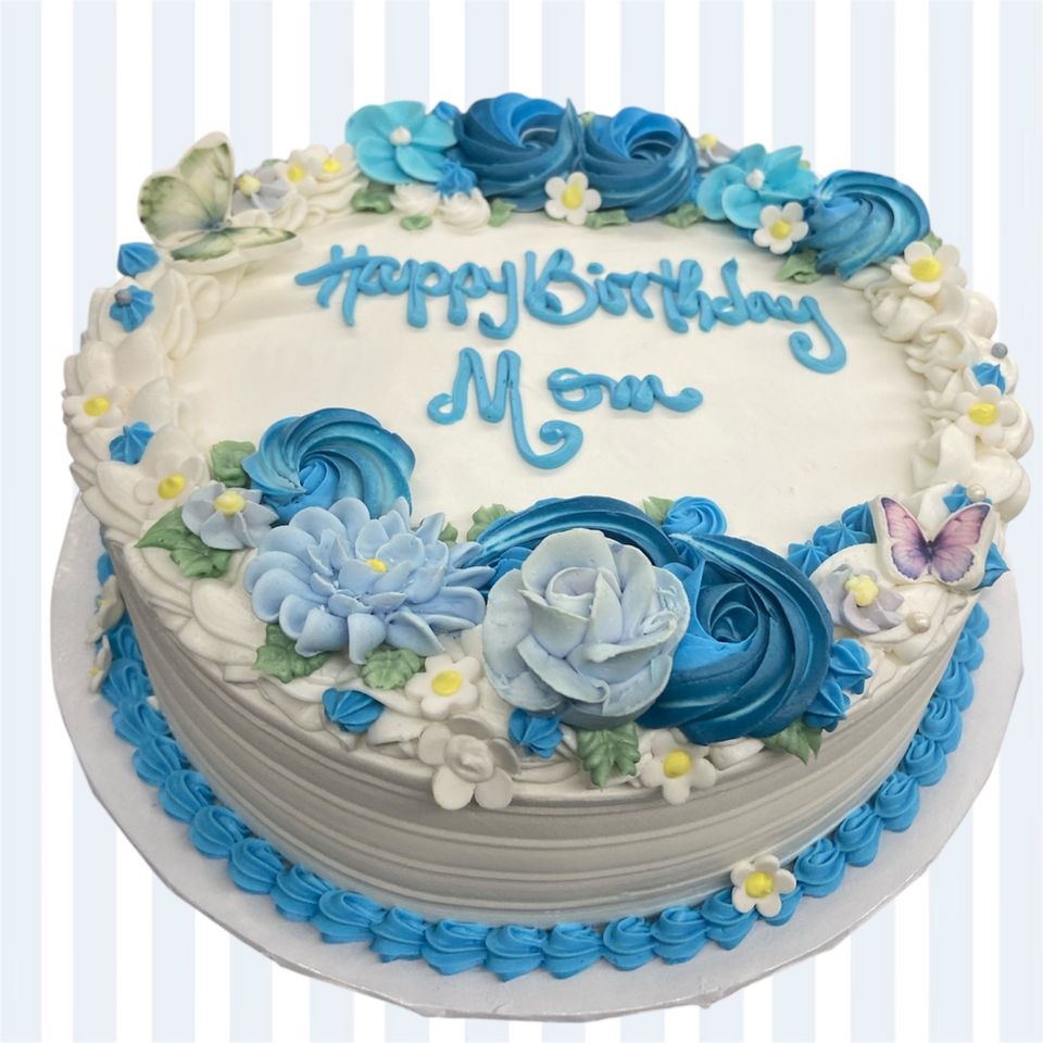 Birthday blue rose cake 