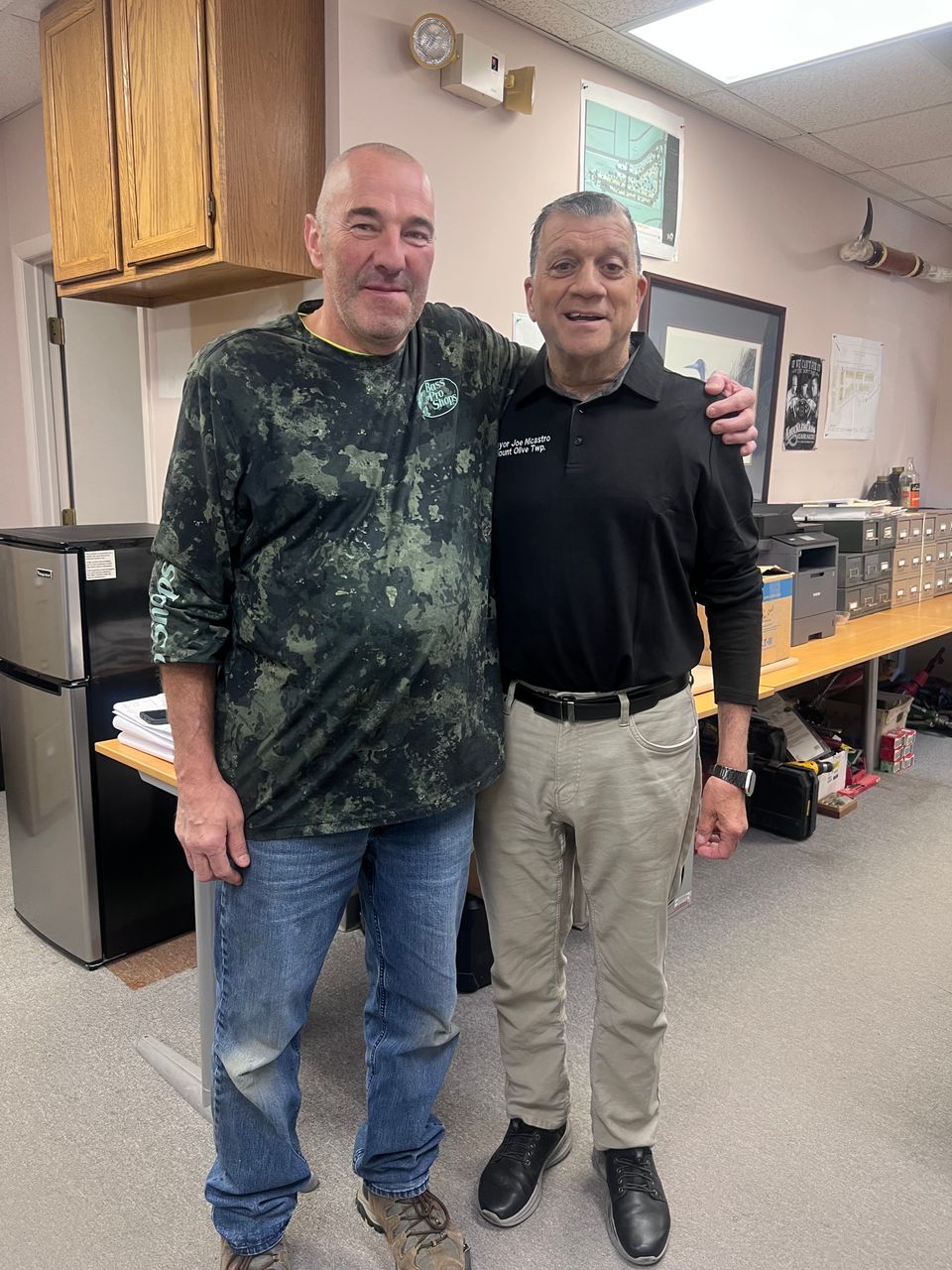 Brian hoffman president  of j.van houten electric  and mayor joe nicastro 