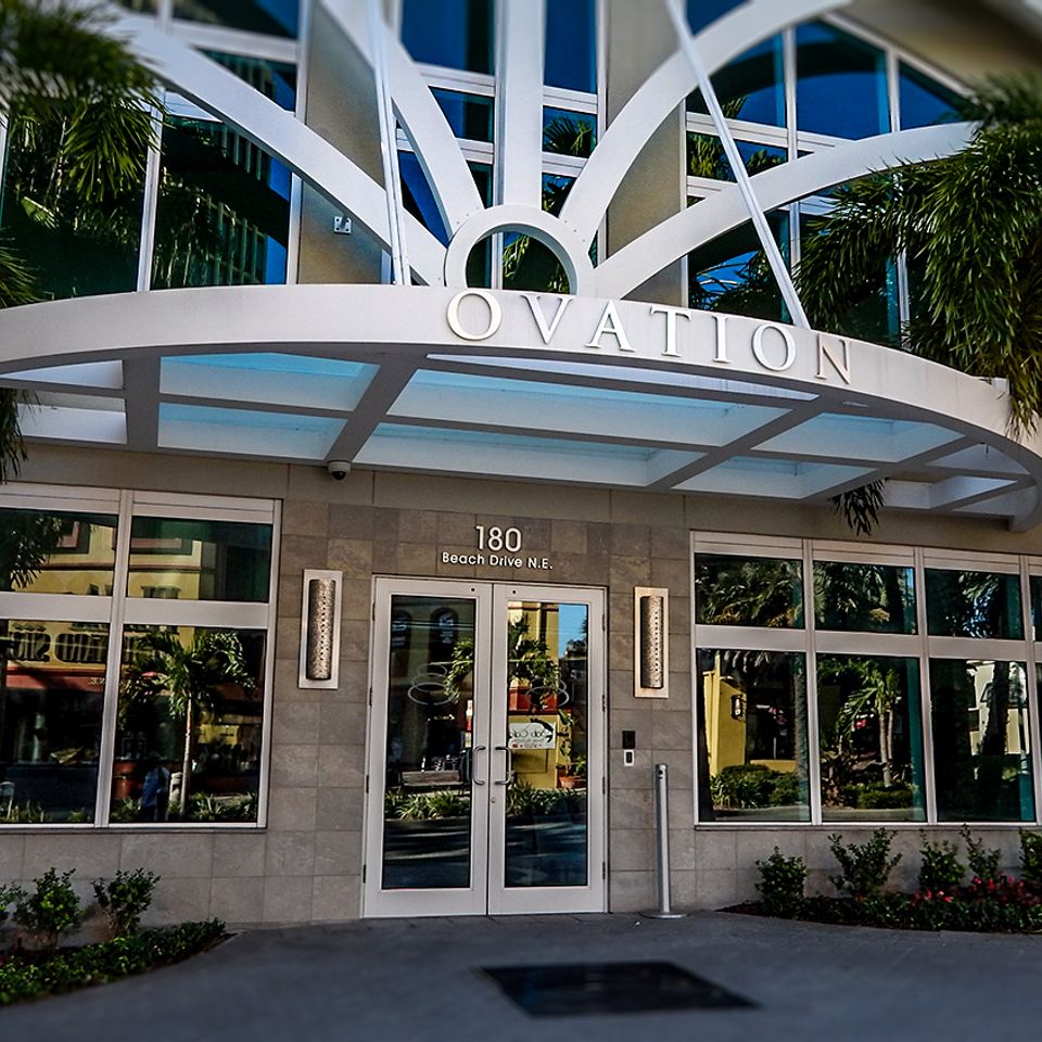 Ovation condo high rise front doors to lobby at 180 beach drive st pete20171007 32358 16hy99c