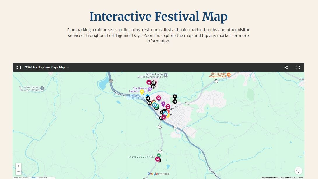 Fort Ligonier Days 2026 Festival Maps | Ligonier, PA