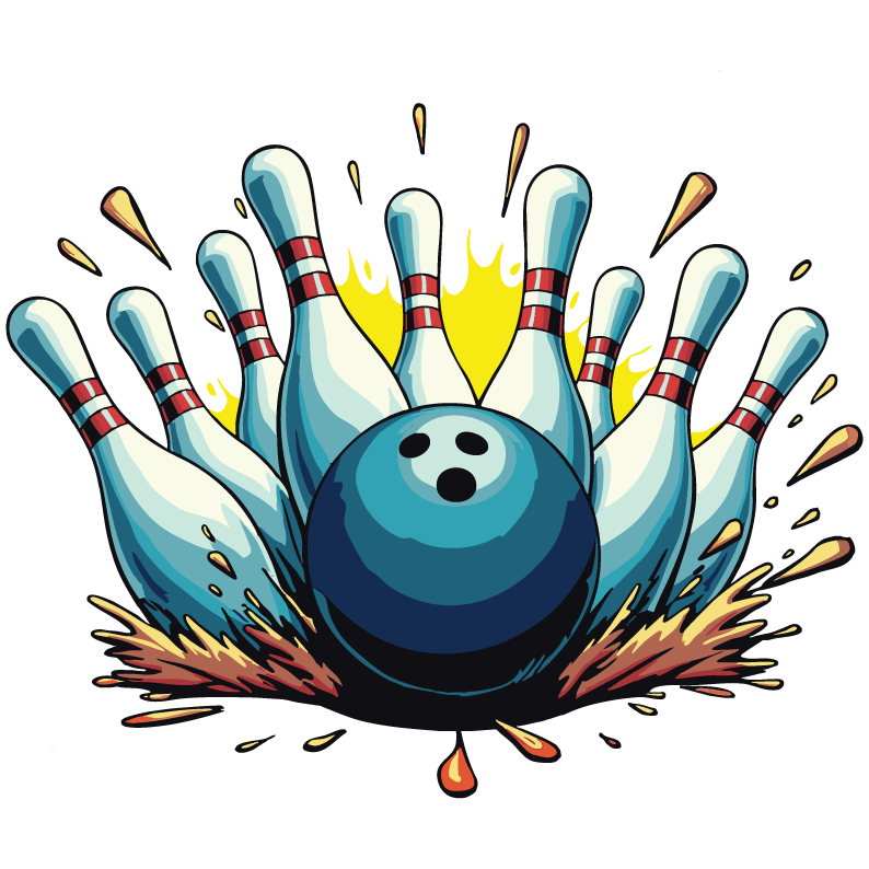 Bowling   pins and blue ball 5