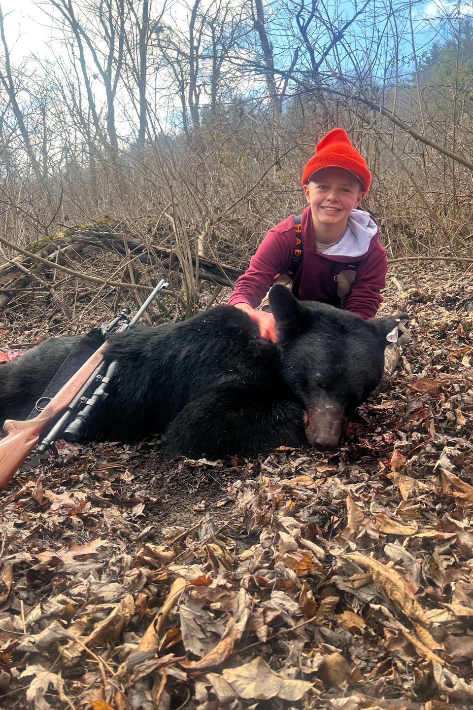 Fifteen-year-old Luxton Leet bagged this 264-pound black bear in 2025, in McKean County, PA.