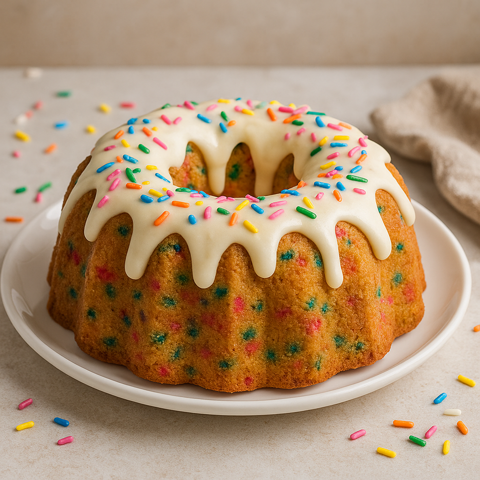 Festive confetti bundt cake delight
