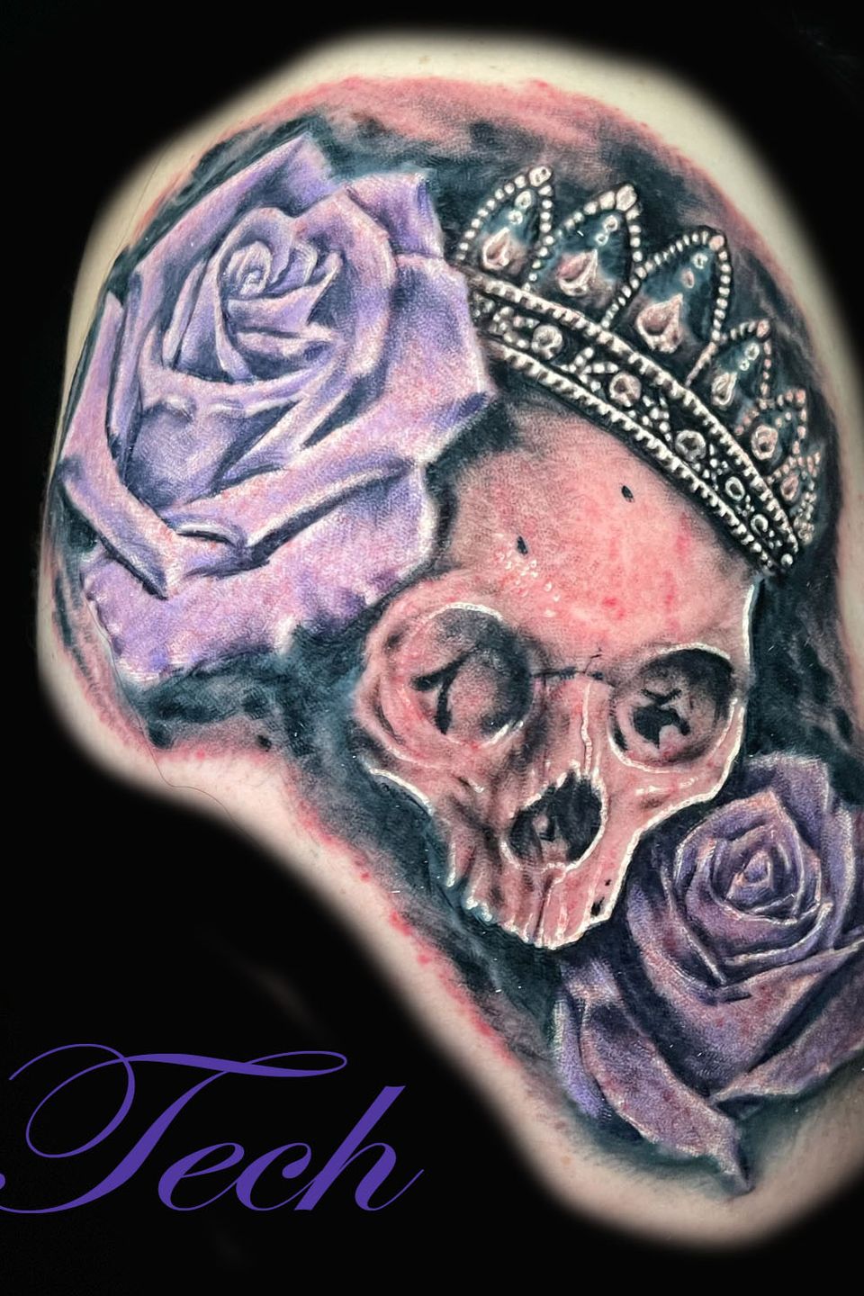 Tech skull crown roses