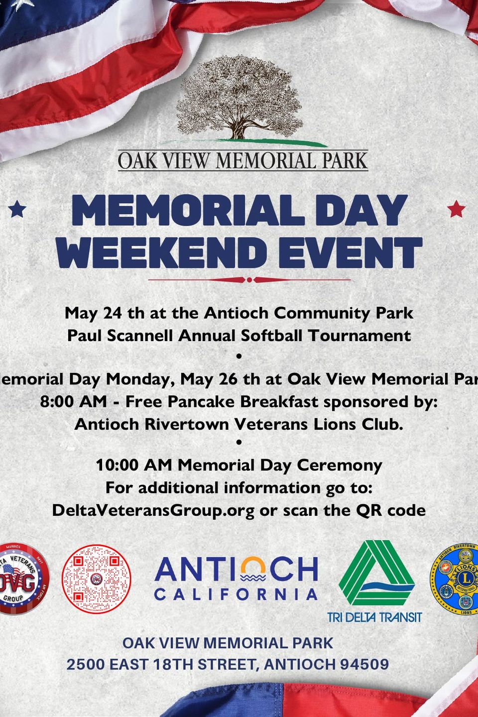 Memorial day 2025 oak view flyer tri delta 01 01 302902340960639