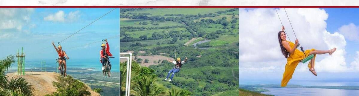 Aventura de tirolesa en la montaña