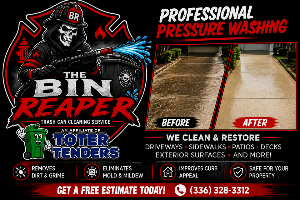Binreaper pressure wash
