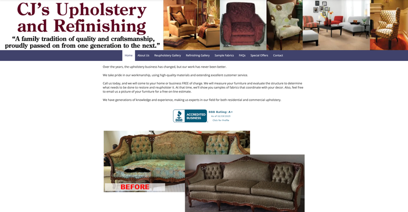 Cjsupholstery website