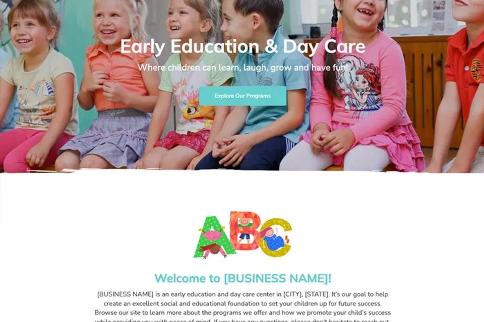Day care center website design theme original