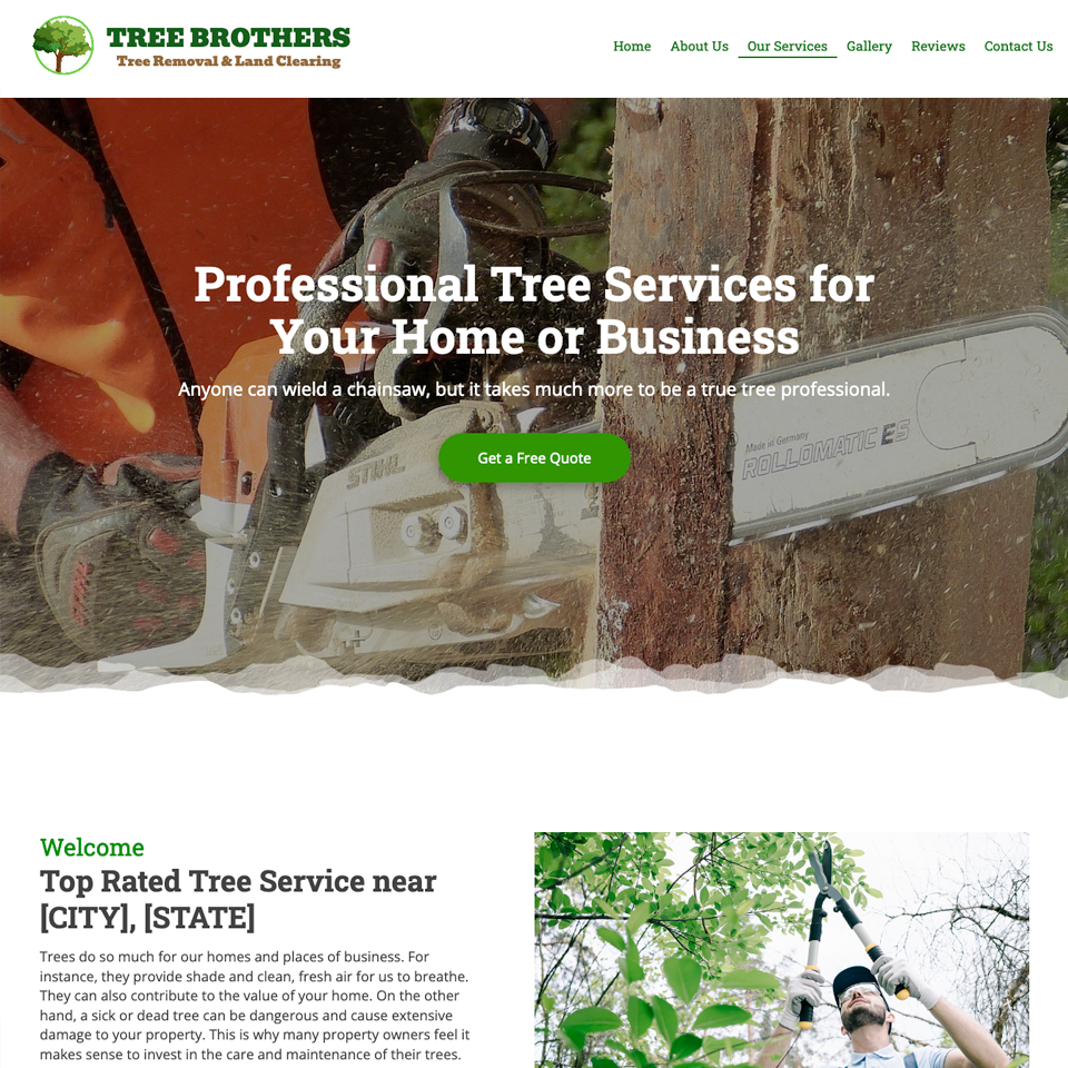 Tree services website theme