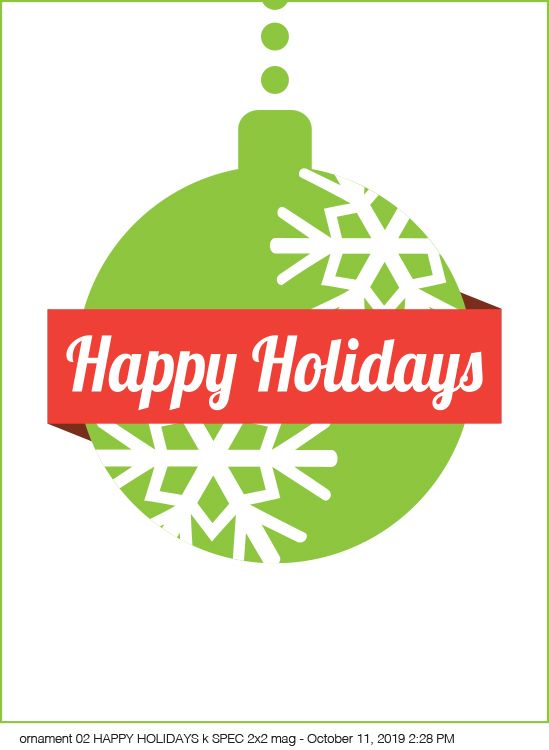 Ornament 02 happy holidays k spec 2x2 mag