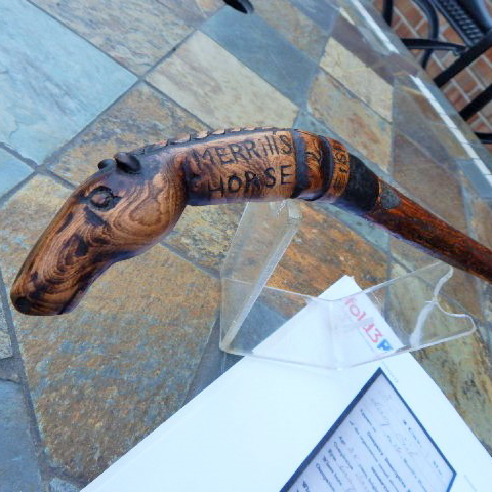 Cw vets carved horse head cane id'ed merrill's hor files320170913 16621 1q76bfj