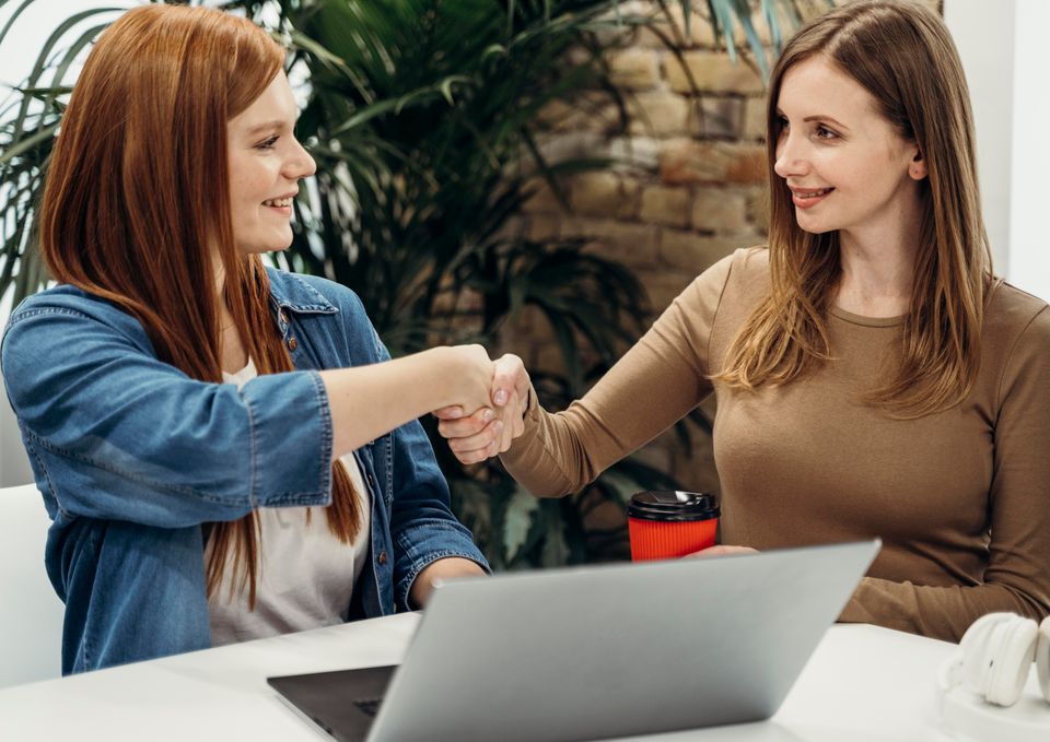 Women colleagues working together project
