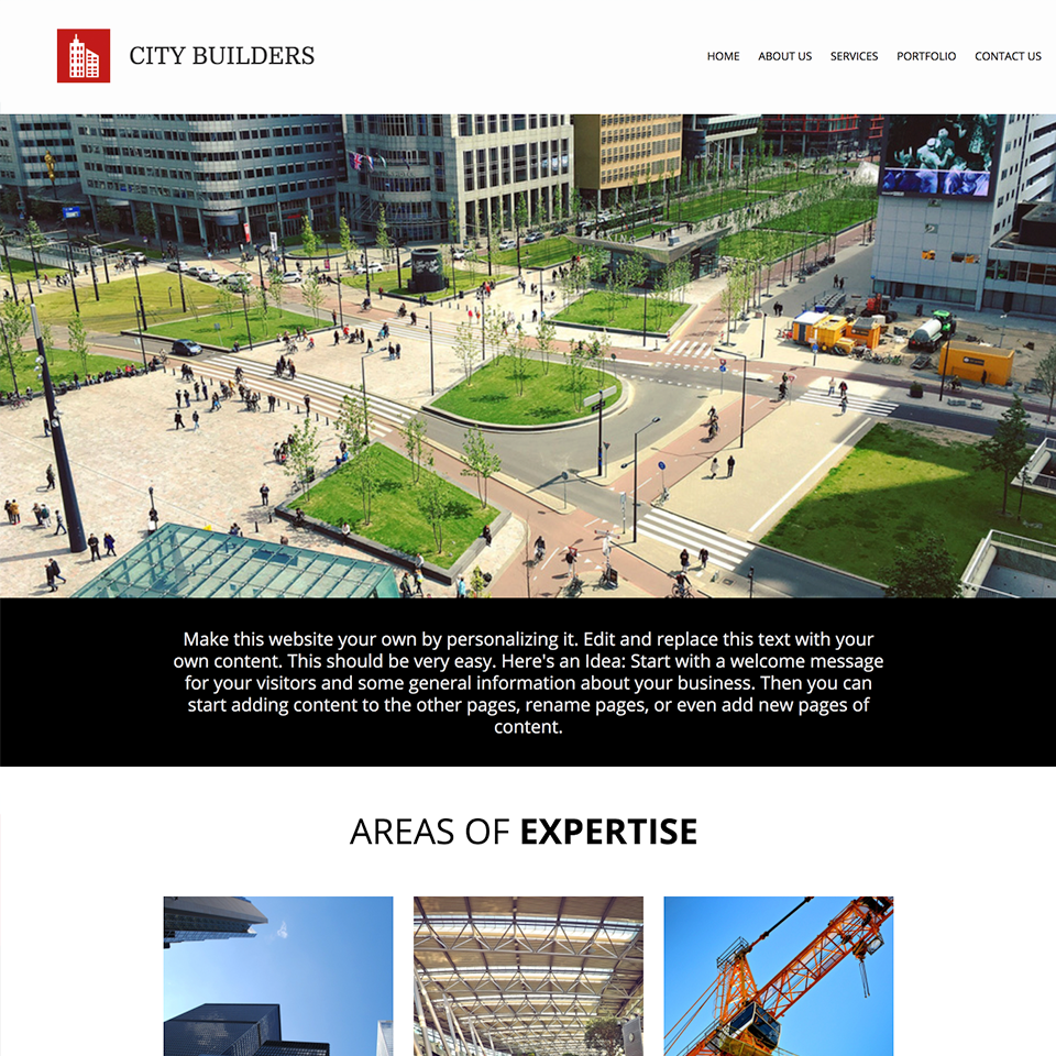 City builder website design theme