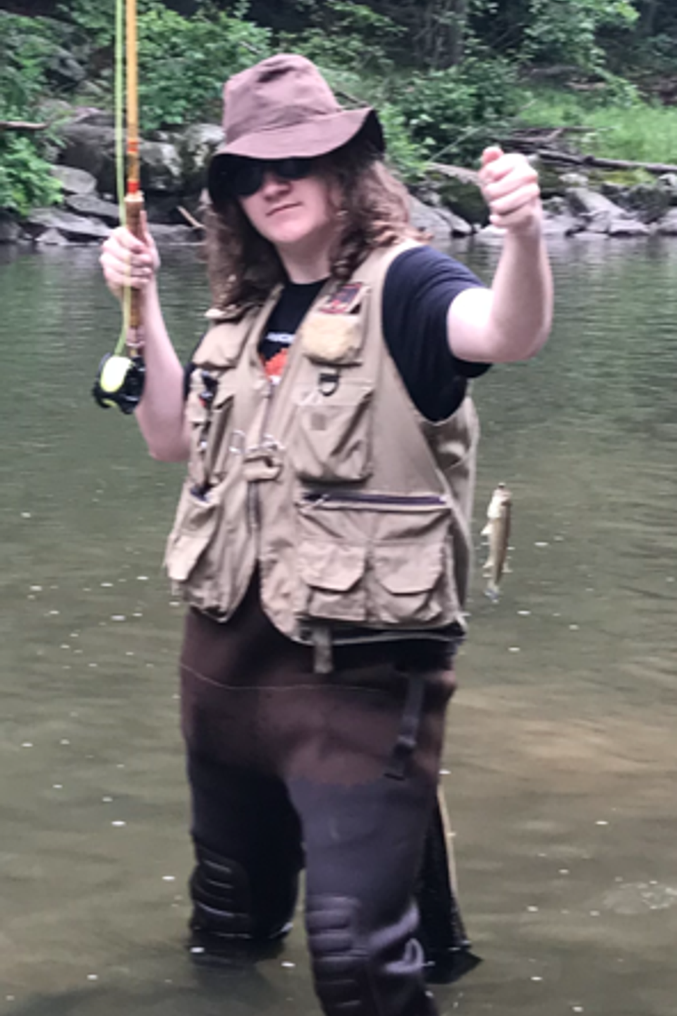 Nate Spigelmyer of Wrightsville, got his first catch while fly fishing in Penns Creek in Poe Valley, PA. 