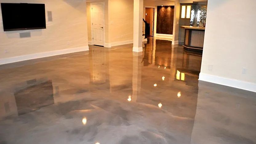 Polished interior floor completed after professional surface preparation.