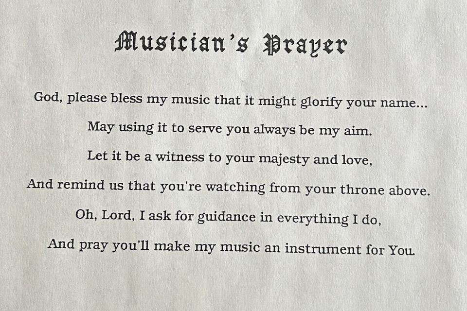 Musicians prayer
