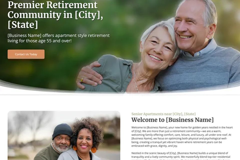 Retirement community website design theme original