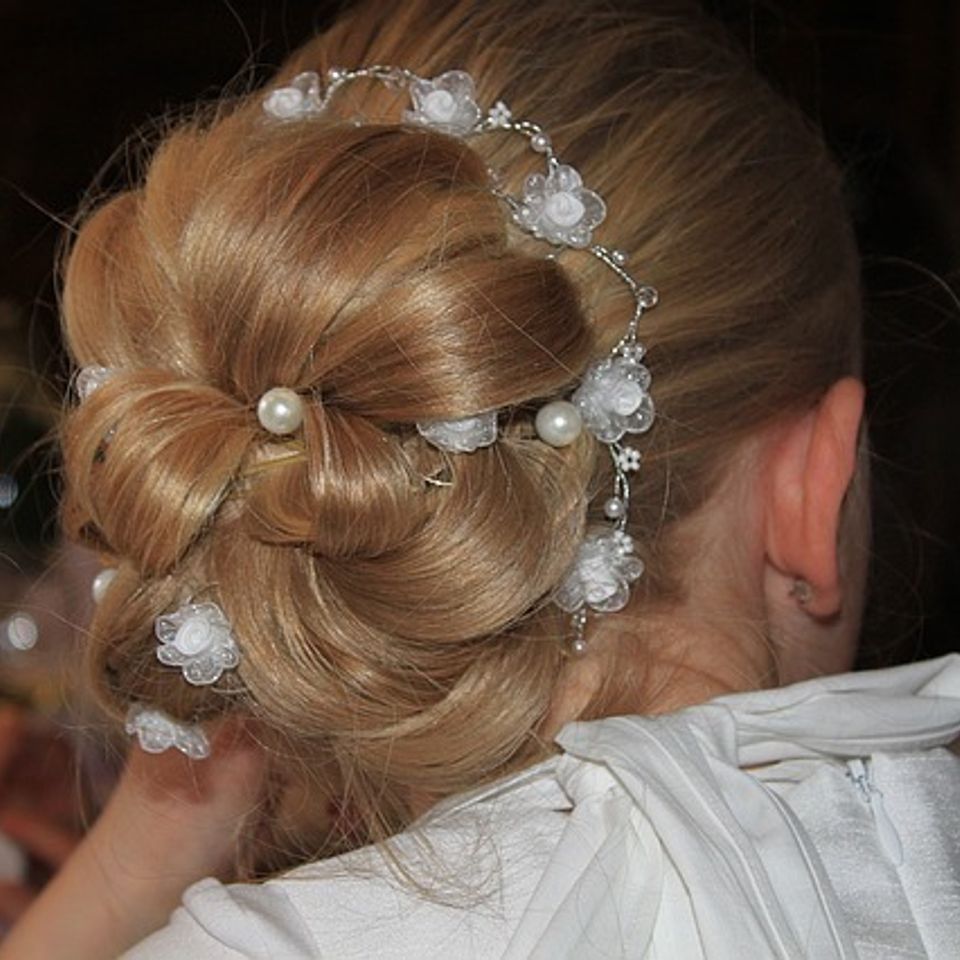 Updo white flowers