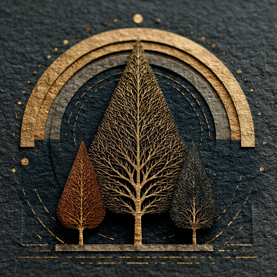 KPCopy Outdoor lifestyle services- gold inlay on black dimpled background 