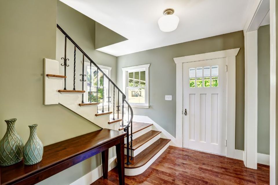 Olive green entryway hallway 1