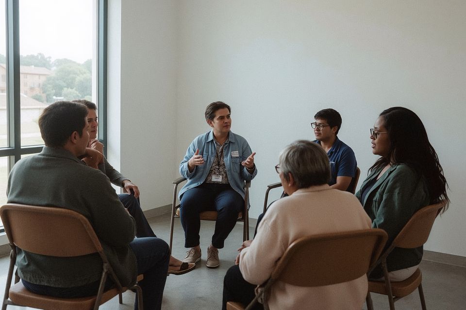 Healthcare volunteer leading a community health education session