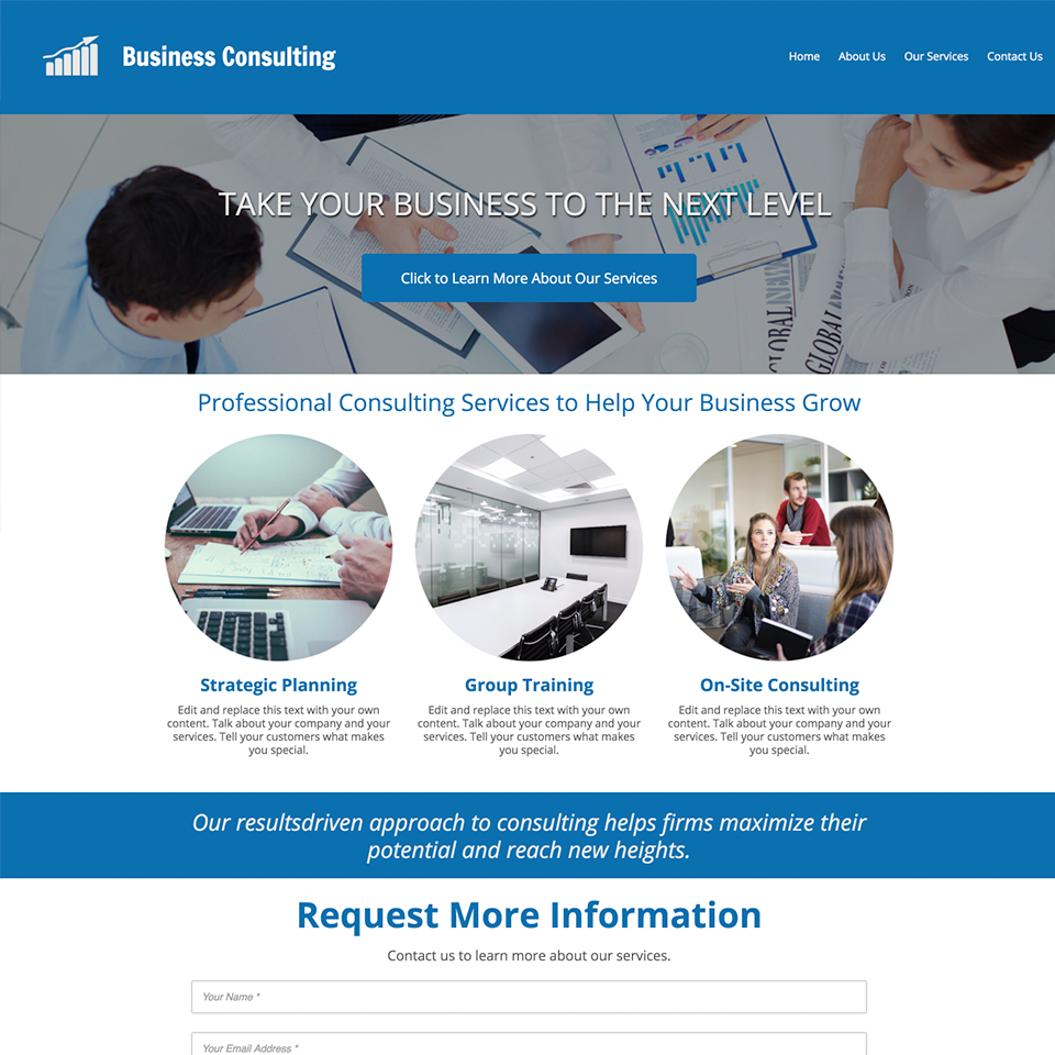 Business consulting website design theme