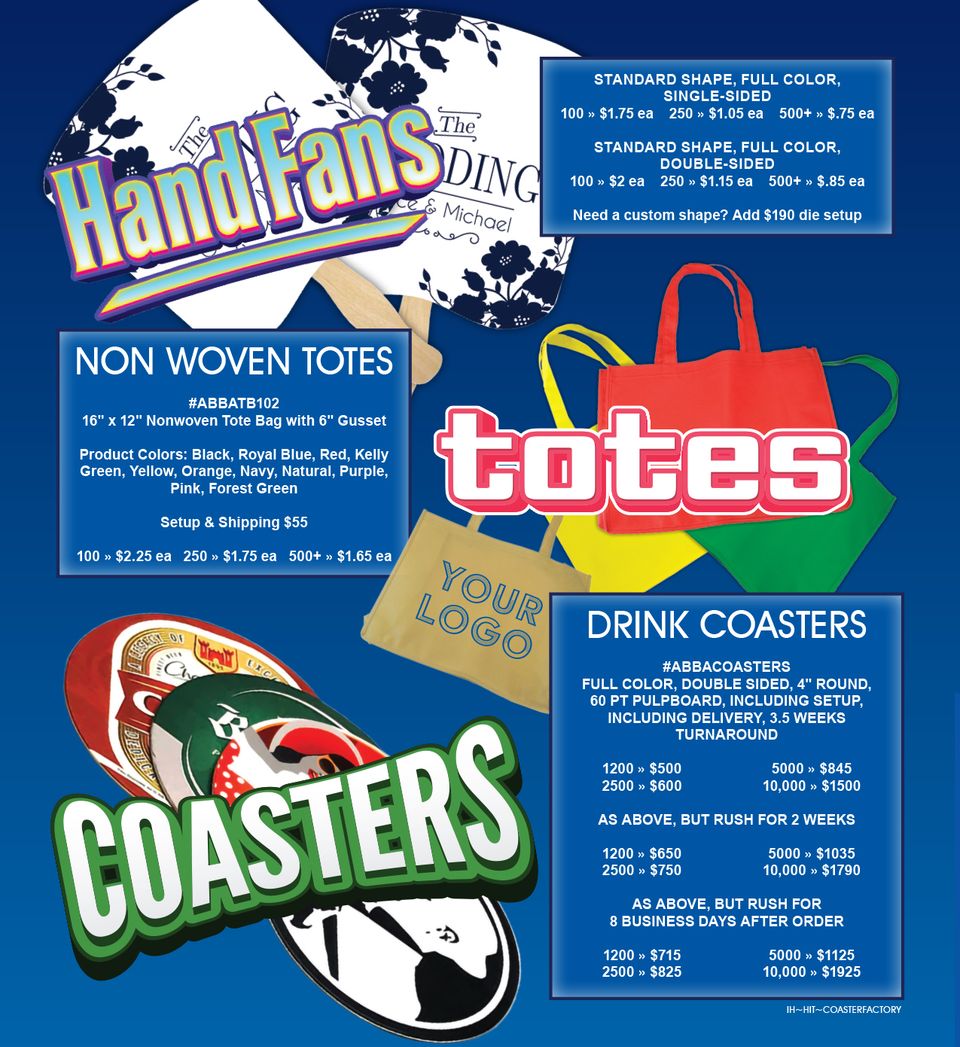Handfans   totes   coasters