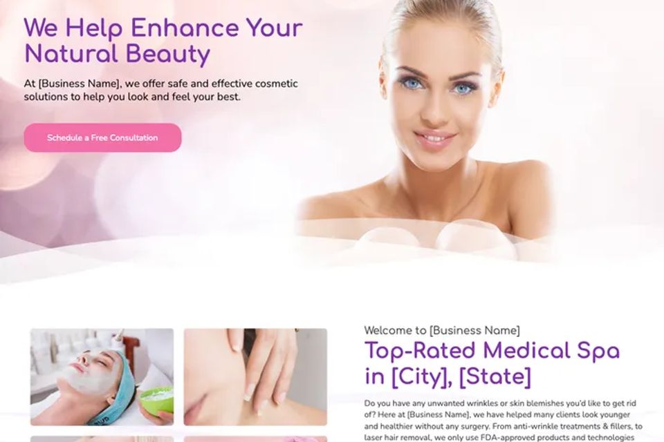 Botox medical spa website design theme original