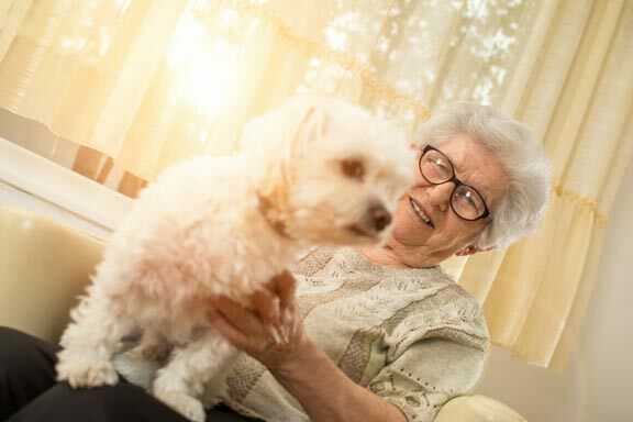 Senior with dog