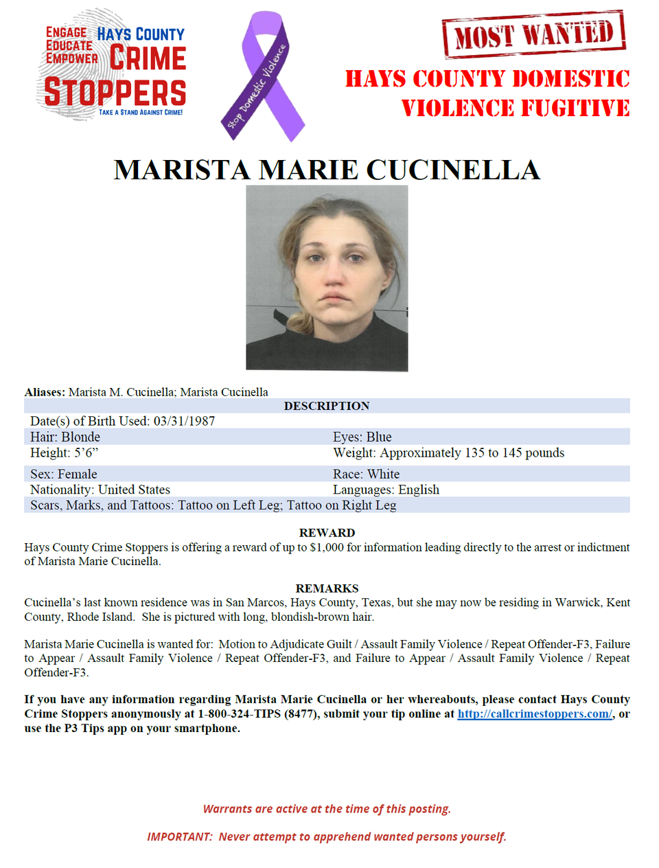Cucinella most wanted poster