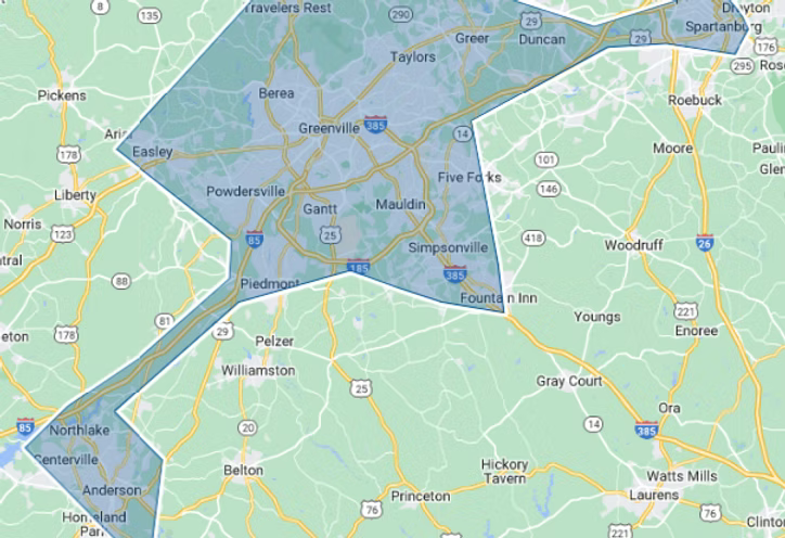 Jacksons appliance service area map.png