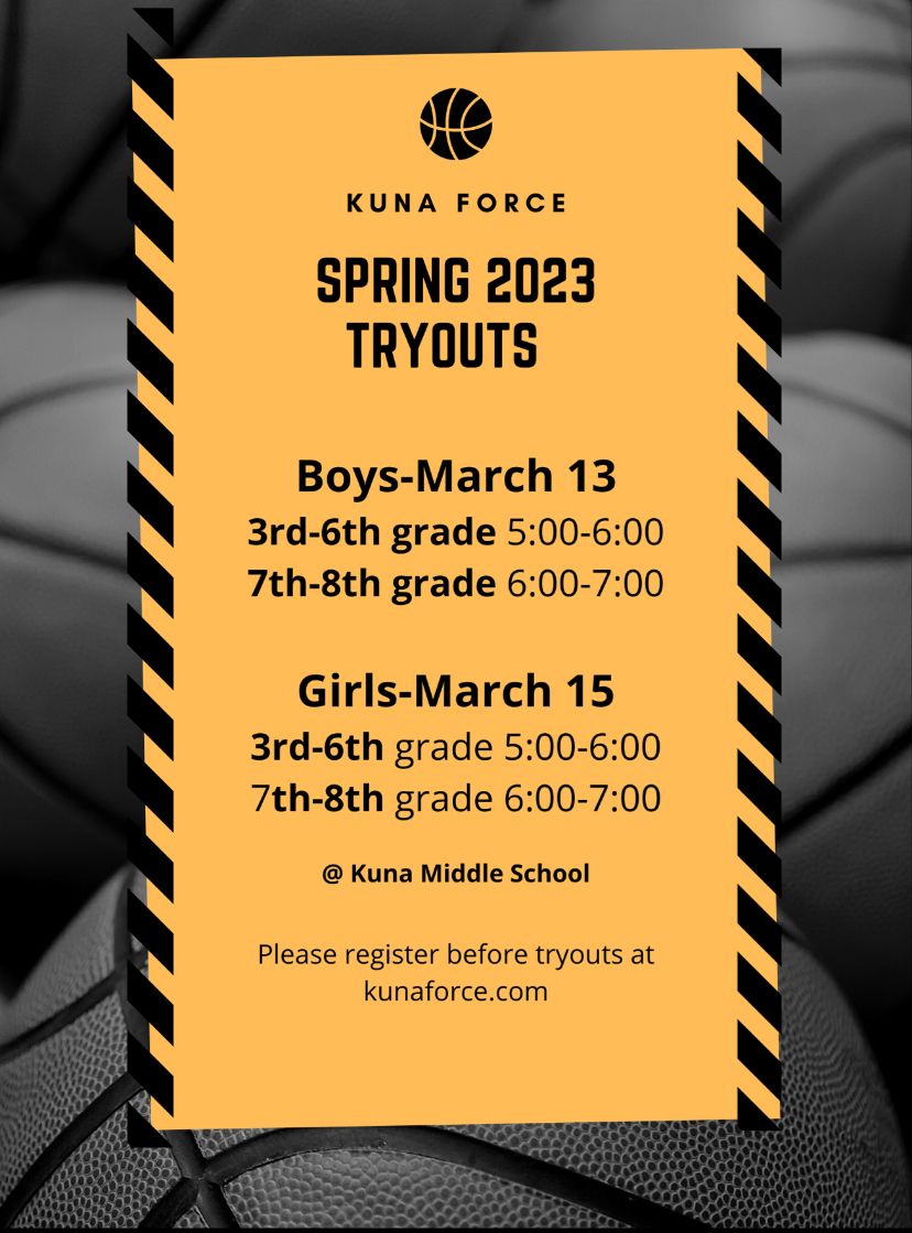 Spring 2023 tryouts kuna force